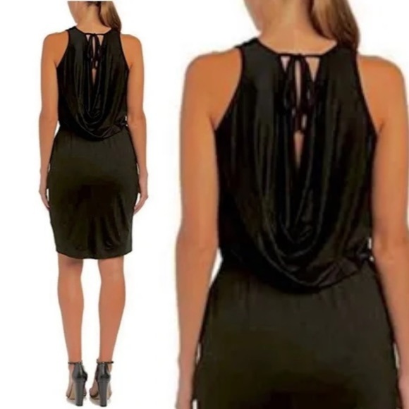 Trina Turk Dress Black Medium Drape-Back Jersey Open Drape Back Viscose NWOT - Picture 5 of 13